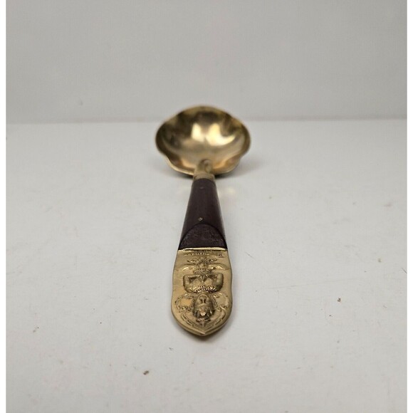 Vintage Gravy Soup Ladle Spoon Buddha Bronze Brass Rosewood Siam Thailand 7.75” - Picture 7 of 7